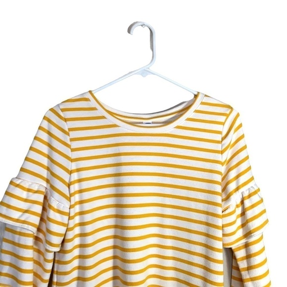 Old Navy Lemon Yellow Ruffled Stripe Pull On Crewneck Sweatshirt Top Small - Picture 5 of 15